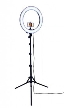 Лампа LED круглая на штативе (+держатели+розовый свет) D40